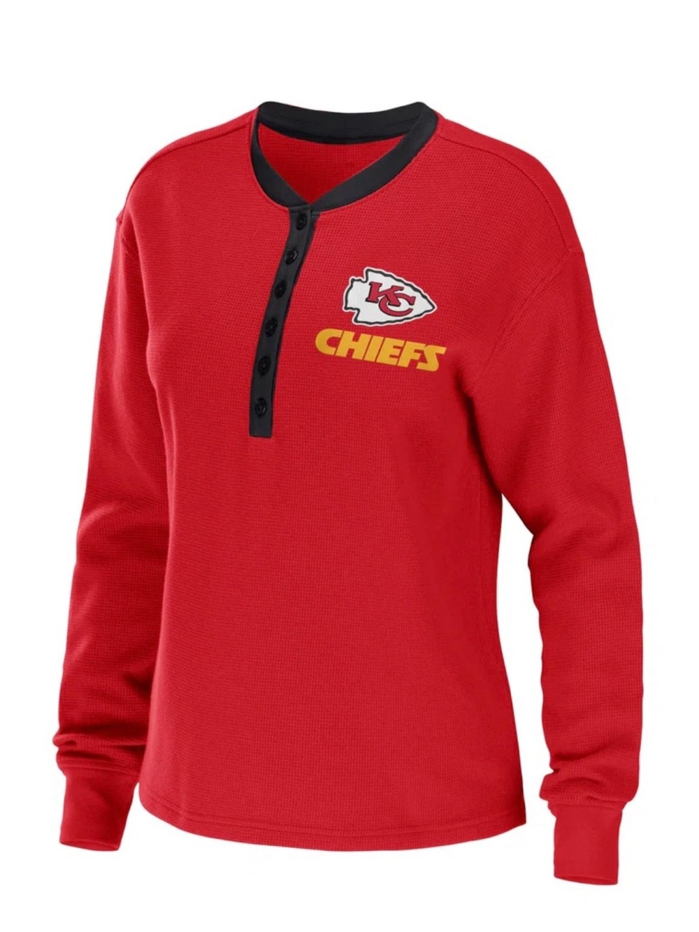 KANSAS CITY CHIEFS Women's Thermal Waffle Long Sleeve NFL Team Apparel Shirt LRG